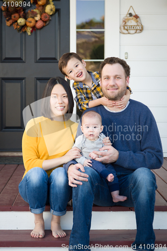 Image of Young Mixed Race Chinese and Caucasian Family Portrait