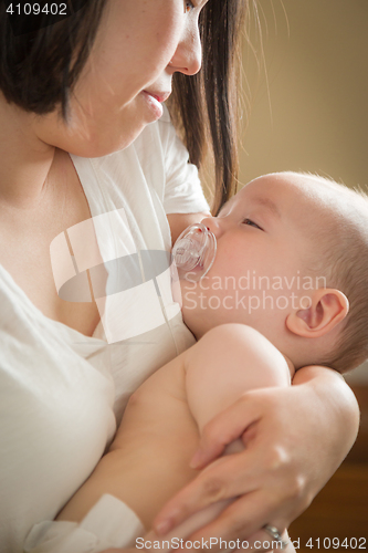 Image of Mixed Race Chinese and Caucasian Baby Boy with His Mother