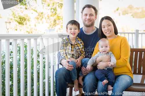 Image of Young Mixed Race Chinese and Caucasian Family Portrait