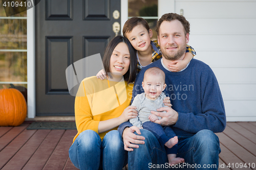 Image of Young Mixed Race Chinese and Caucasian Family Portrait