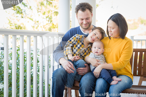 Image of Young Mixed Race Chinese and Caucasian Family Portrait