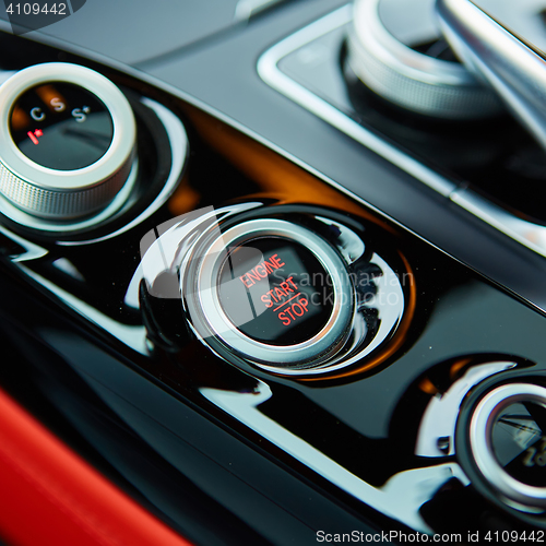 Image of Start stop engine modern new car button