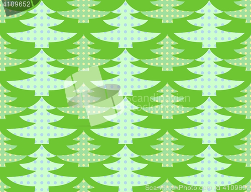 Image of Illustration of a seamless background of stylized green Christmas trees