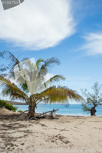 Image of abadoned boat in sandy beach in Antsiranana bay Madagascar