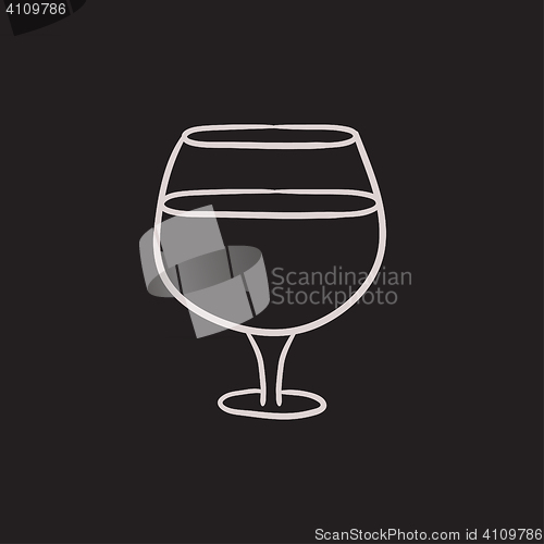 Image of Glass of wine sketch icon.