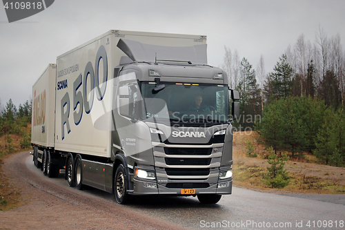 Image of New Grey Next Generation Scania R500 Truck on Test Drive