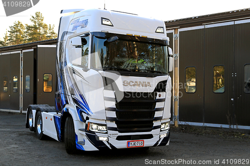 Image of Customized NextGen Scania S500 Moving on a Yard