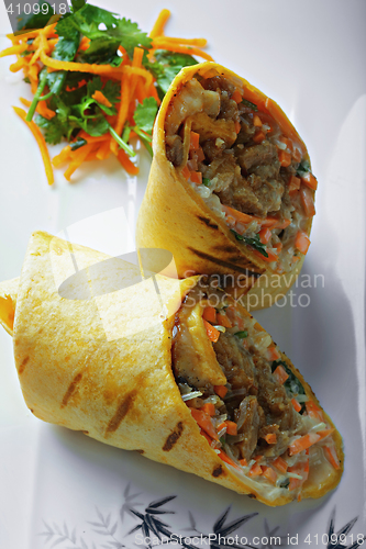 Image of Rolled sandwich above view