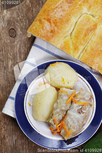 Image of Cabbage rolls and bread