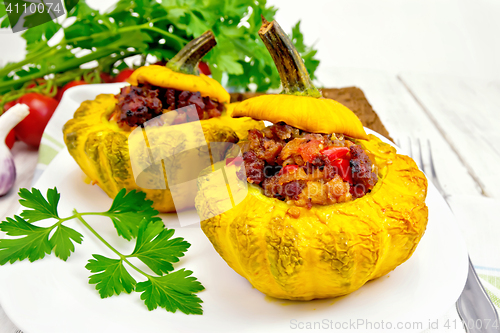 Image of Squash yellow stuffed on board