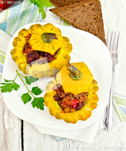 Image of Squash yellow stuffed on board top