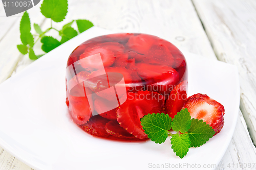 Image of Jelly strawberry with mint on light board