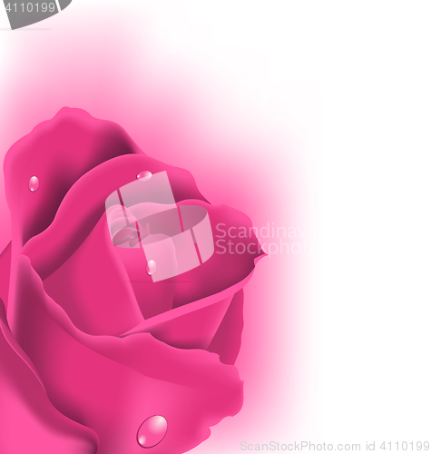 Image of Celebration card with pink rose, copy space for your text
