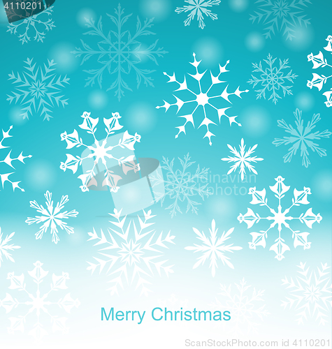 Image of Xmas Blue Background with Snowflakes