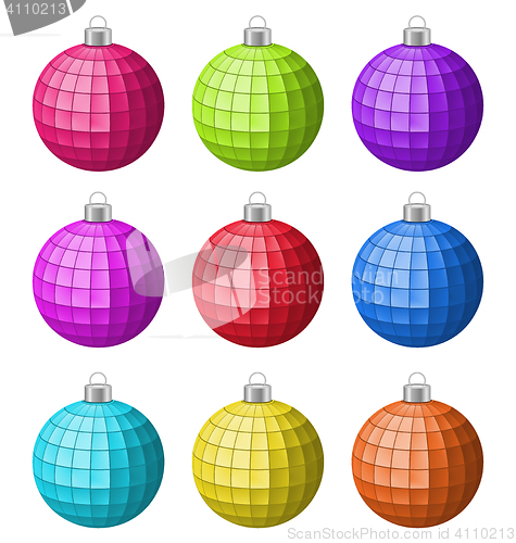 Image of Collection Colorful Christmas Glass Balls Isolated