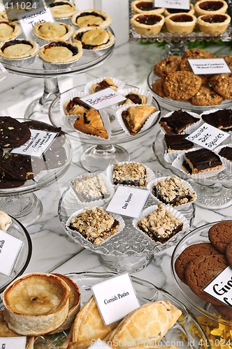 Image of Desserts in bakery window