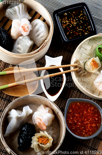 Image of Dim Sum in Bamboo Bowls