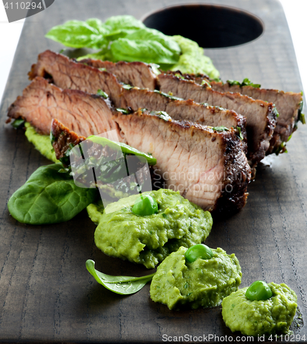 Image of Roasted Pork and Green Pea Puree