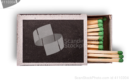 Image of Open box of matches top view