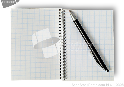 Image of Open notepad and ballpen