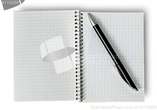 Image of Open notepad and ballpen