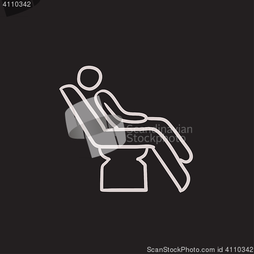 Image of Man sitting on dental chair sketch icon.