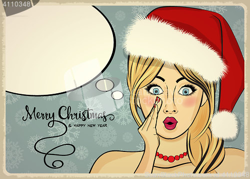 Image of Customizable beautiful retro Christmas card with sexy pin up San