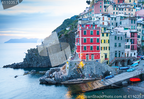 Image of Riomaggiore in Cinque Terre, Italy - Summer 2016 - Sunset Hour