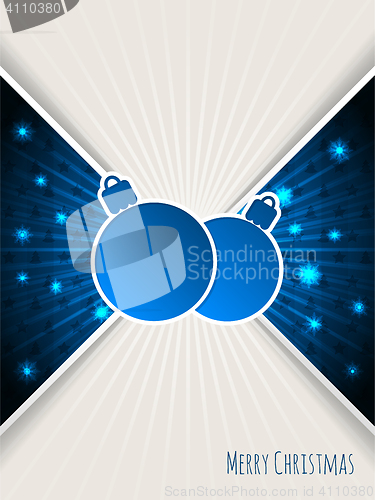 Image of Christmas greeting with bursting blue christmas decoration