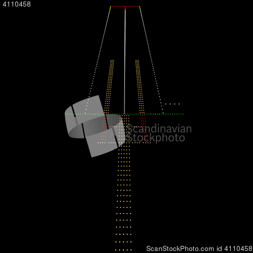 Image of Luminous night landing lights Airport. illustration.