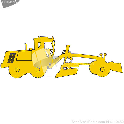 Image of Silhouette of a heavy road grader. Vector illustration.