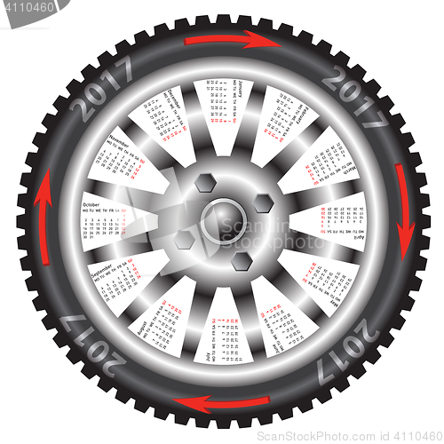 Image of Calendar 2017 year wheel car