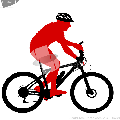 Image of Silhouette of a cyclist male.  illustration.
