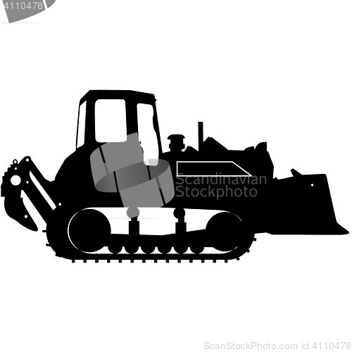 Image of Silhouette of a heavy loaders with a ladle. illustration.