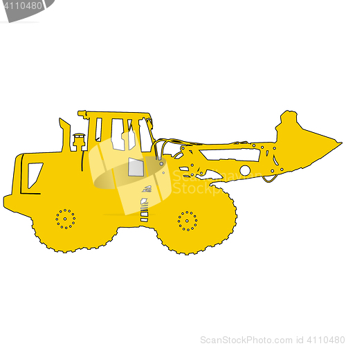 Image of Silhouette of a heavy loaders with a ladle. illustration.