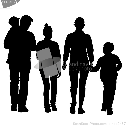 Image of Black silhouettes Family on white background. illustratio