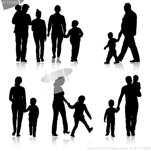 Image of Black silhouettes Family on white background.