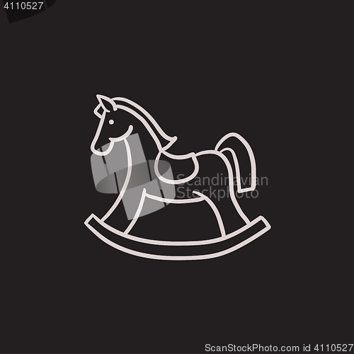 Image of Rocking horse sketch icon.