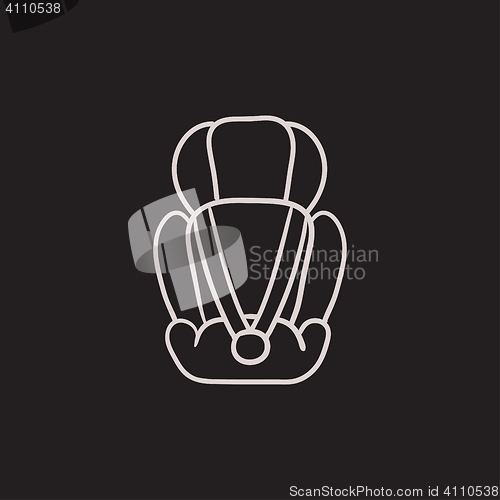 Image of Baby car seat sketch icon.