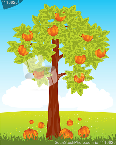 Image of Aple tree with red apple