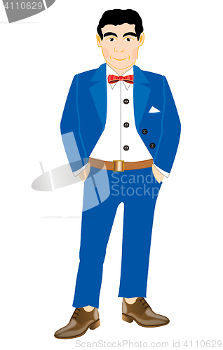 Image of Man in turn blue suit