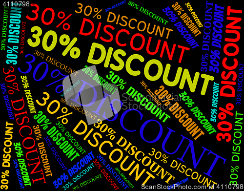 Image of Thirty Percent Discount Shows Savings Bargain and Cheap