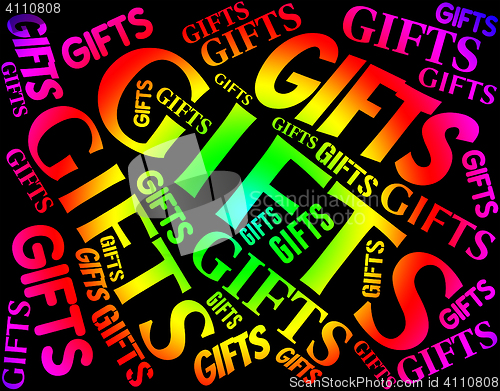 Image of Gifts Word Indicates Present Celebrate And Giftbox