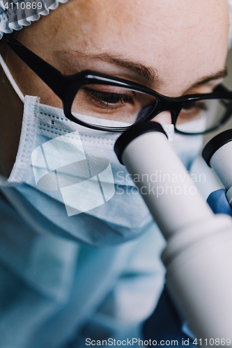 Image of Close up view of scientist eye