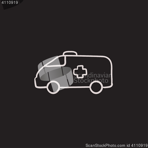 Image of Ambulance car sketch icon.