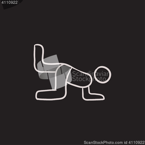 Image of Man exercising buttocks sketch icon.