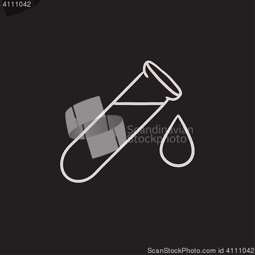 Image of Test tube with drop sketch icon.