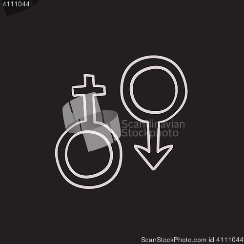 Image of Male and female symbol sketch icon.