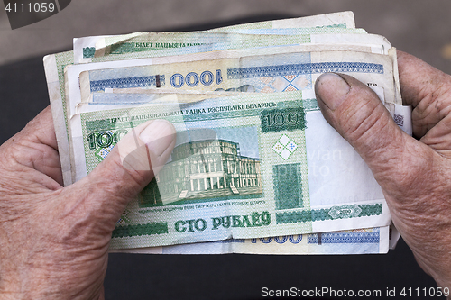 Image of Belarusian money in hands