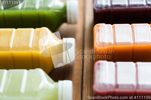 Image of bottles with different fruit or vegetable juices